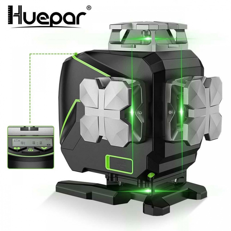 huepar s04cg 4d green cross line laser level